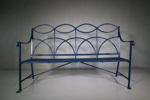 Regency English Wrought Iron Antique Garden Bench Seat