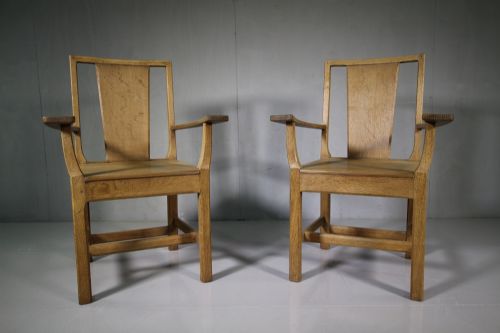 Pair of Cotswold School 1930'S Oak Armchairs
