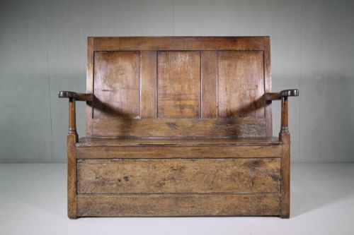 18th Century English Antique Oak Settle Seat