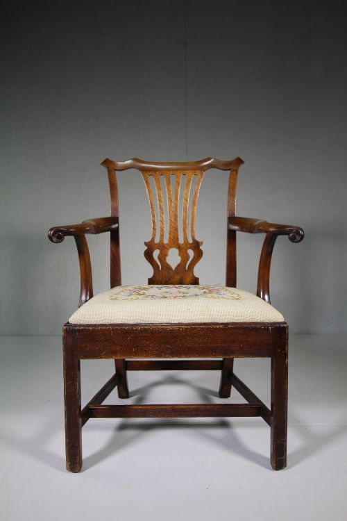 19th Century Large Antique Chippendale Style Armchair