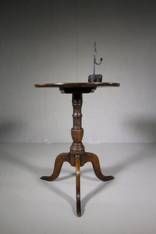 English Georgian Antique Oak Tripod Table Dated 1811