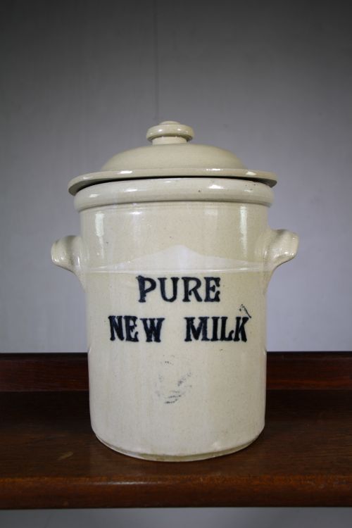 Edwardian Antique Stoneware Pure Milk Jar