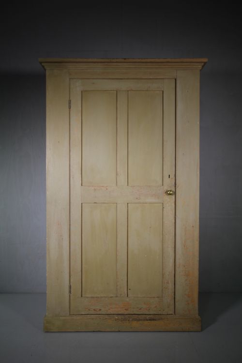 Large English 19th Century Antique Pantry Cupboard in Original Paint