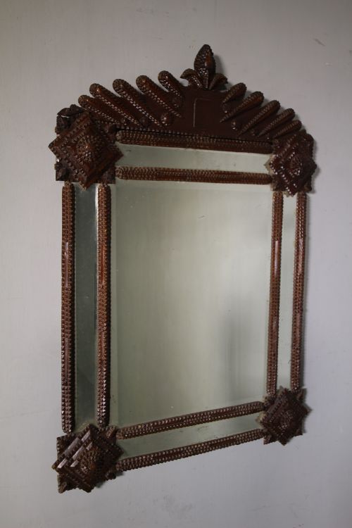 19th Century Tramp Art Antique Mirror