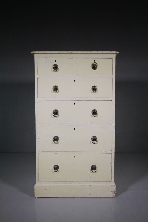 English Original Painted Pine Antique Chest of Drawers