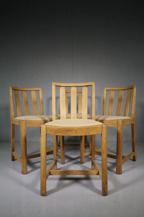 Set of Four Heals Oak Dining Chairs - Labeled