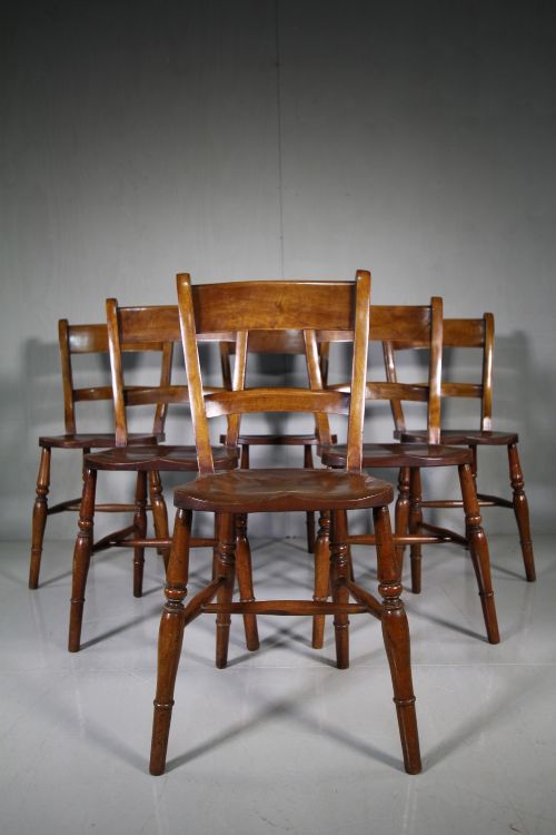Fabulous Set of Six Oxford Bar Antique Dining Chairs