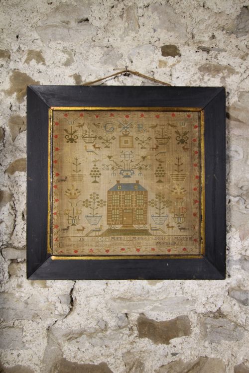 Beautiful Regency Antique Needlework Sampler Dated 1825
