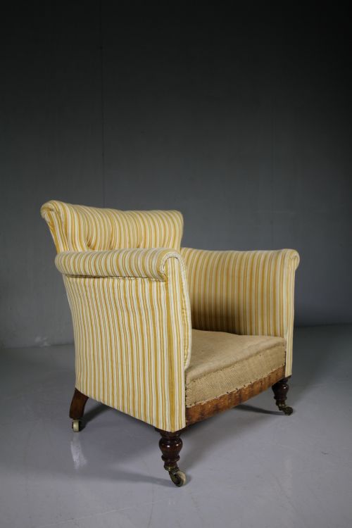 English 19th Century Antique Upholstered Armchair