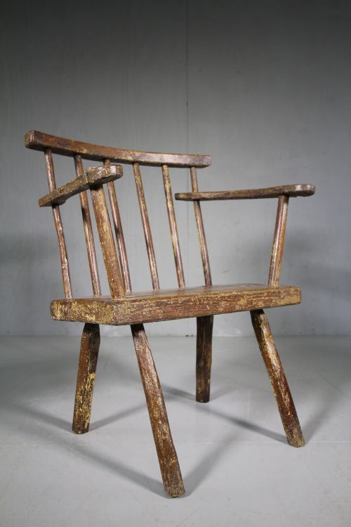 True Early 19th Century Irish Antique Primitive Armchair