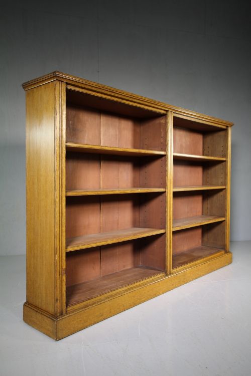 Large 19th Century English Antique Oak Open Bookcase