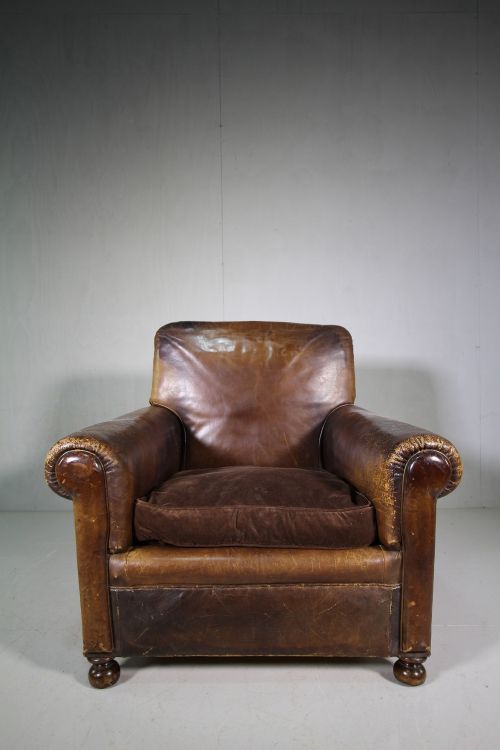 Large Edwardian Antique Leather Armchair