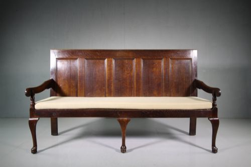English Georgian Antique Oak Settle Seat