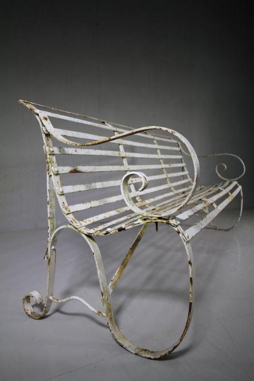 English Edwardian Antique Iron Garden Bench