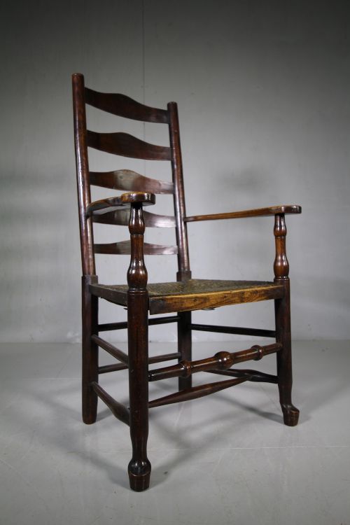 Georgian Antique Lancashire Ladderback Armchair