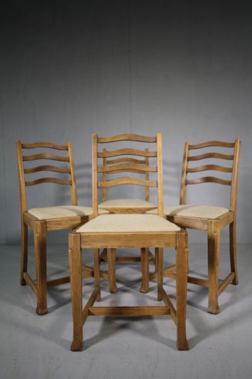 Set of Four Heals of London Oak Dining Chairs