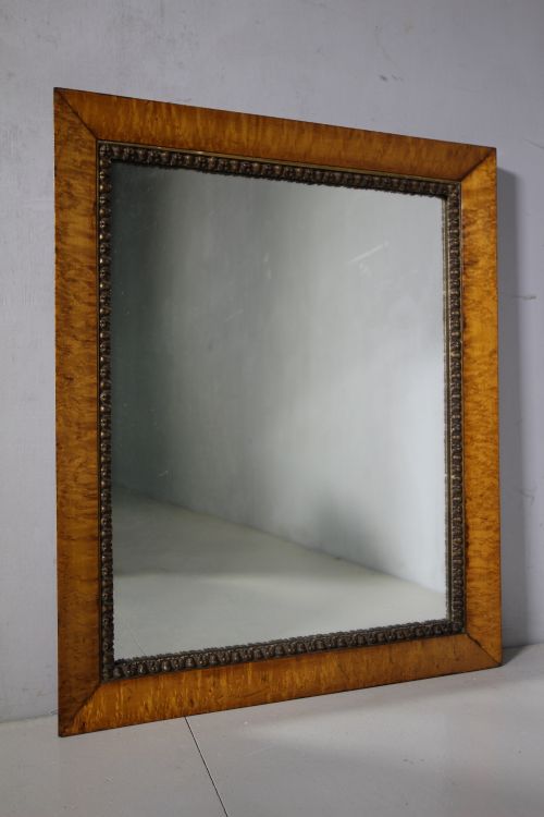 Regency English Birds Eye Maple Antique Mirror.