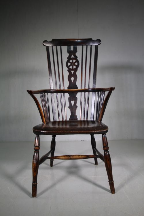 Georgian Thames Valley Yew Wood Antique Windsor Armchair