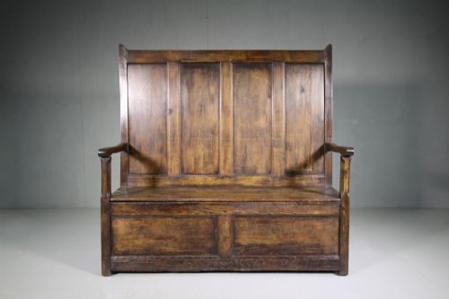 West Wales Antique Box Seat Settle in Original Finish