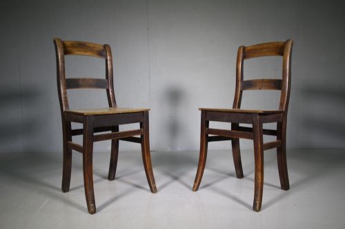 Pair of English Antique Country Chairs in Unusual Form