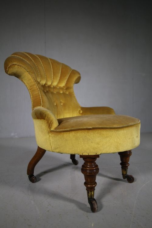 Shapely 19th Century English Antique Upholstered Chair
