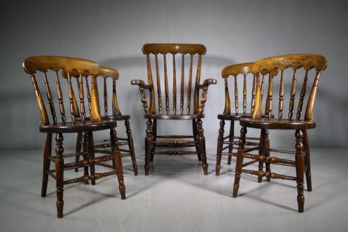Rare Set of Five Antique High Wycombe Dining Chairs
