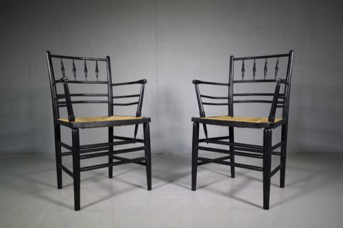 Pair of 19th C Antique William Morris Sussex Chairs