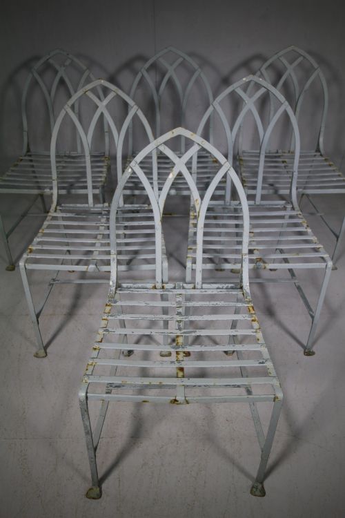 8 Edwardian Antique Wrought Iron Garden Chairs