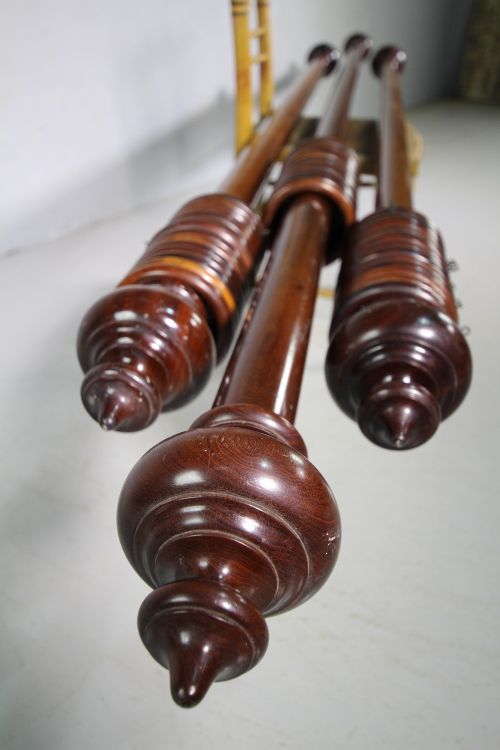 Set of Three Large Antique Mahogany Curtain Poles