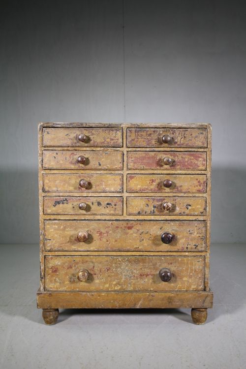 Georgian Antique Original Painted Pine Chest-great Surface