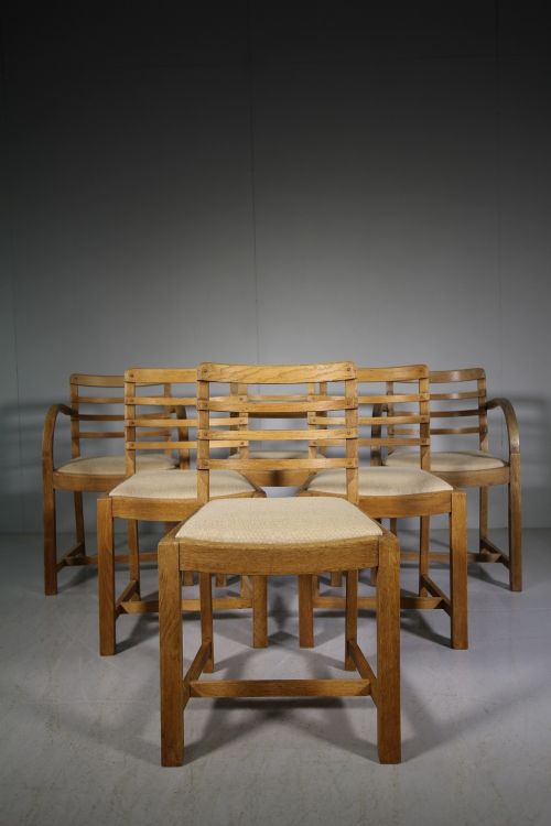 Set of Six Heals 1930'S Oak Dining Chairs
