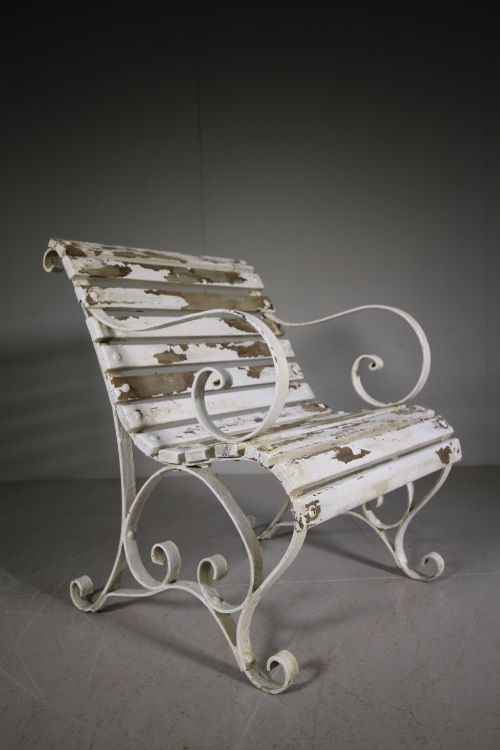 Edwardian Antique Wrought Iron Garden Armchair
