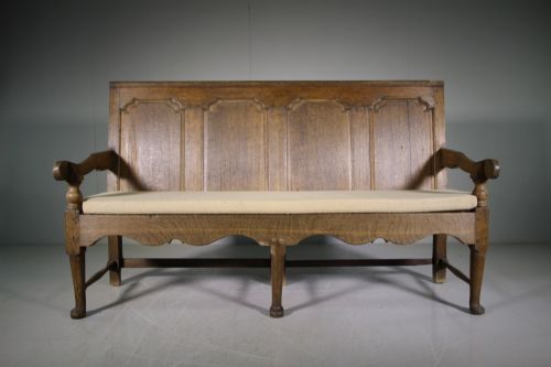 Large Georgian Antique Oak Settle Bench Seat