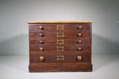 19th Century Antique Painted Pine Plan Chest