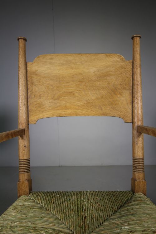 fig 1. Pair of Large William Birch Antique Oak Armchairs