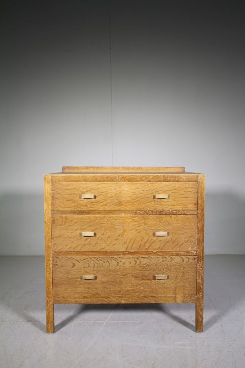1930'S Heals Oak Chest of Drawers-labeled