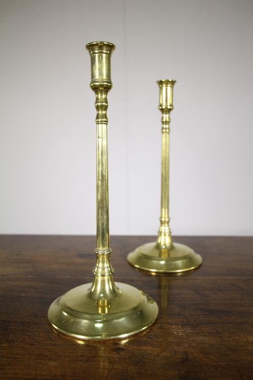 Pair of 18th Century Antique Brass Candlesticks