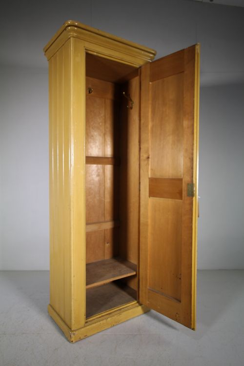 English Tall 19th Century Antique Painted Pine Cupboard