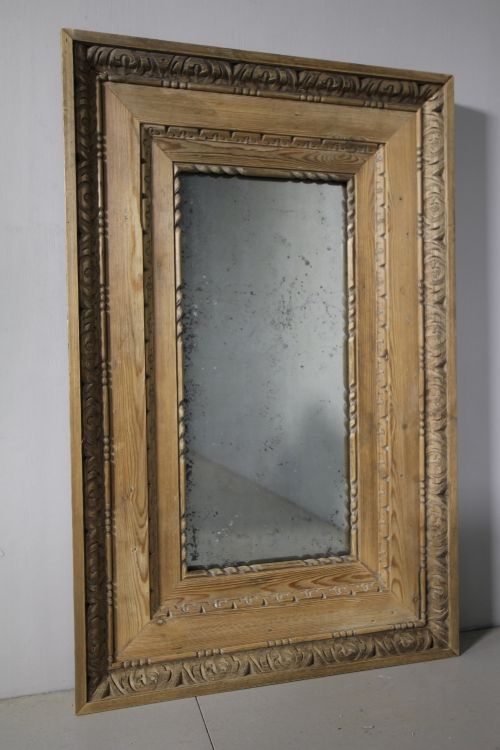 19th Century English Antique Carved Pine Mirror