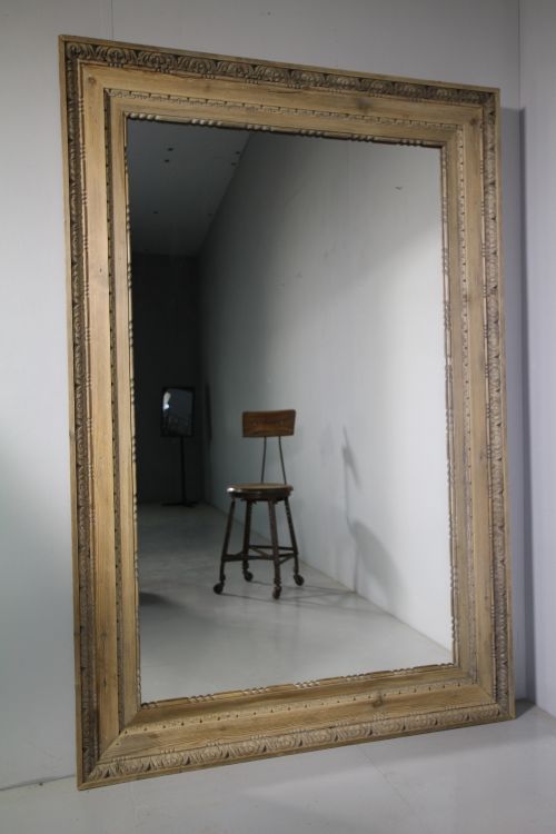 Fabulous Large Scale Antique Carved Pine Mirror
