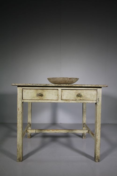 English Original Painted Pine Antique Table
