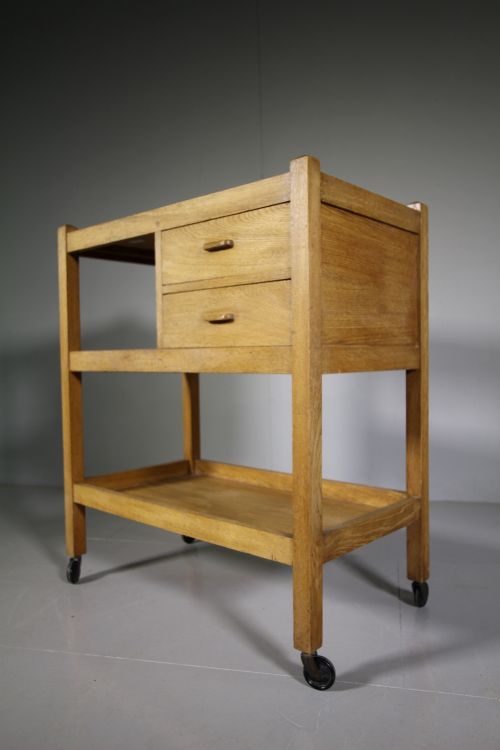 1930'S Quality Oak Trolley by Heals Labelled