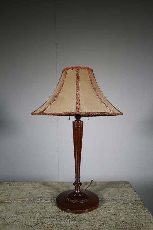 Edwardian Heals Antique Walnut Table Lamp - Rewired