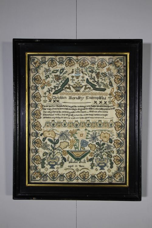 Early 19th Century Large Antique Needlework Sampler