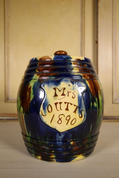 Mrs Coutts 19th Century Antique Slipware Barrel