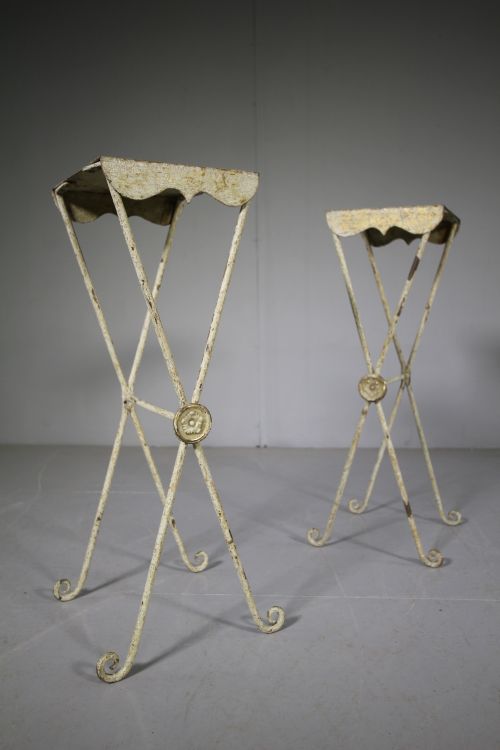 Pair of Regency Irish Antique Iron Stands in Original Paint