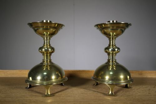 Pair of English Heavy Quality Antque Brass Candlesticks