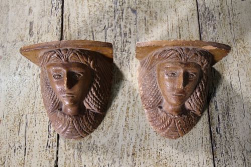 Pair of 19th Century Antique Terracotta Wall Brackets