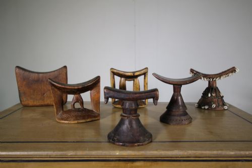 Collection of Five Antique African Head Rests