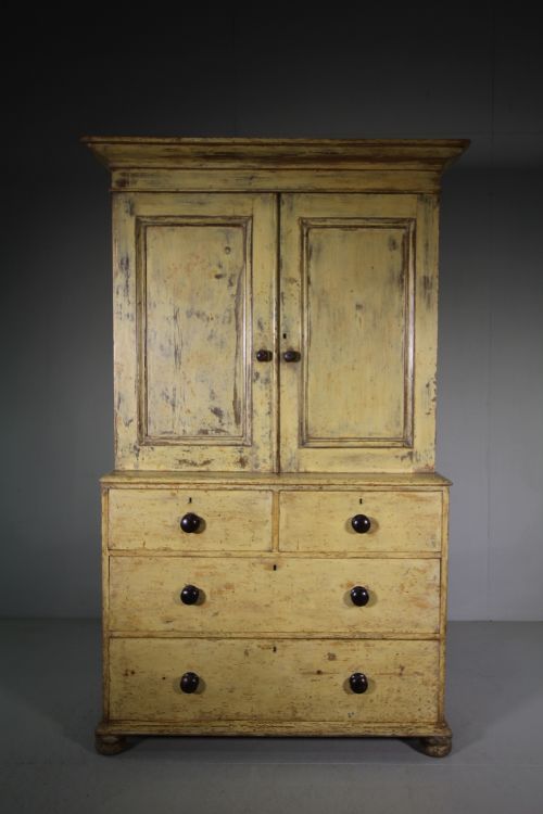 Original Painted Pine Antique Kitchen Cupboard